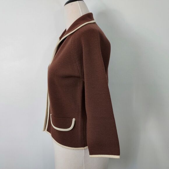 Vintage St. Andrews Cardigan Sweater Womens Size 10 Open Front 100% Wool Brown - Picture 4 of 10